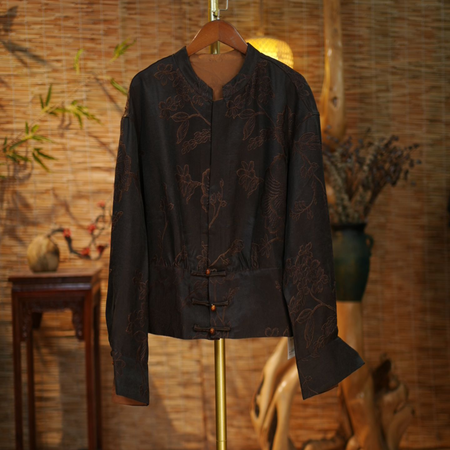 【墨云晚烟】上衣重工短款宽松长袖新中式127-50299墨云晚烟