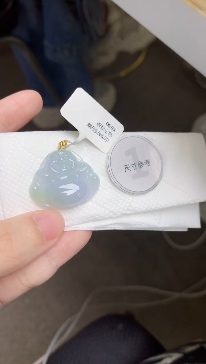 颈饰18K金镶嵌翡翠天然缅甸A货翡翠