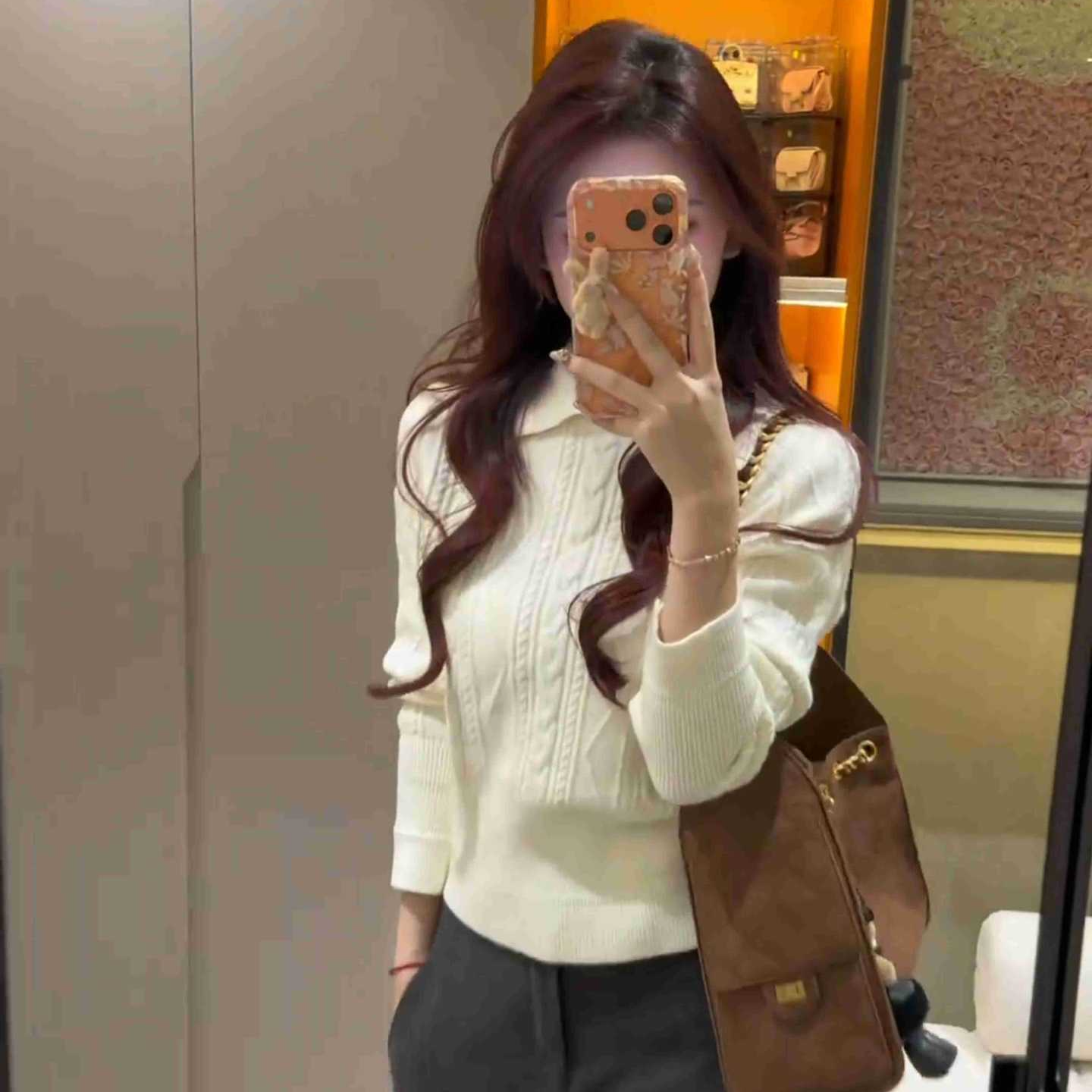 女毛针织衫秋季淡颜系收腰针织衫短款毛衣开衫休闲长袖针织