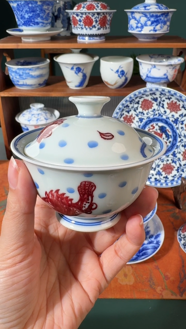 【闪购商品】杯永明尚玩三鱼盖碗