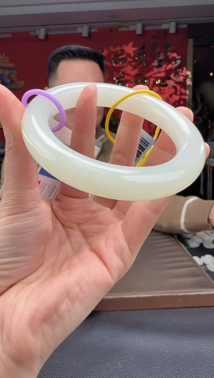 未镶嵌手镯和田玉白玉圆条手镯55-59