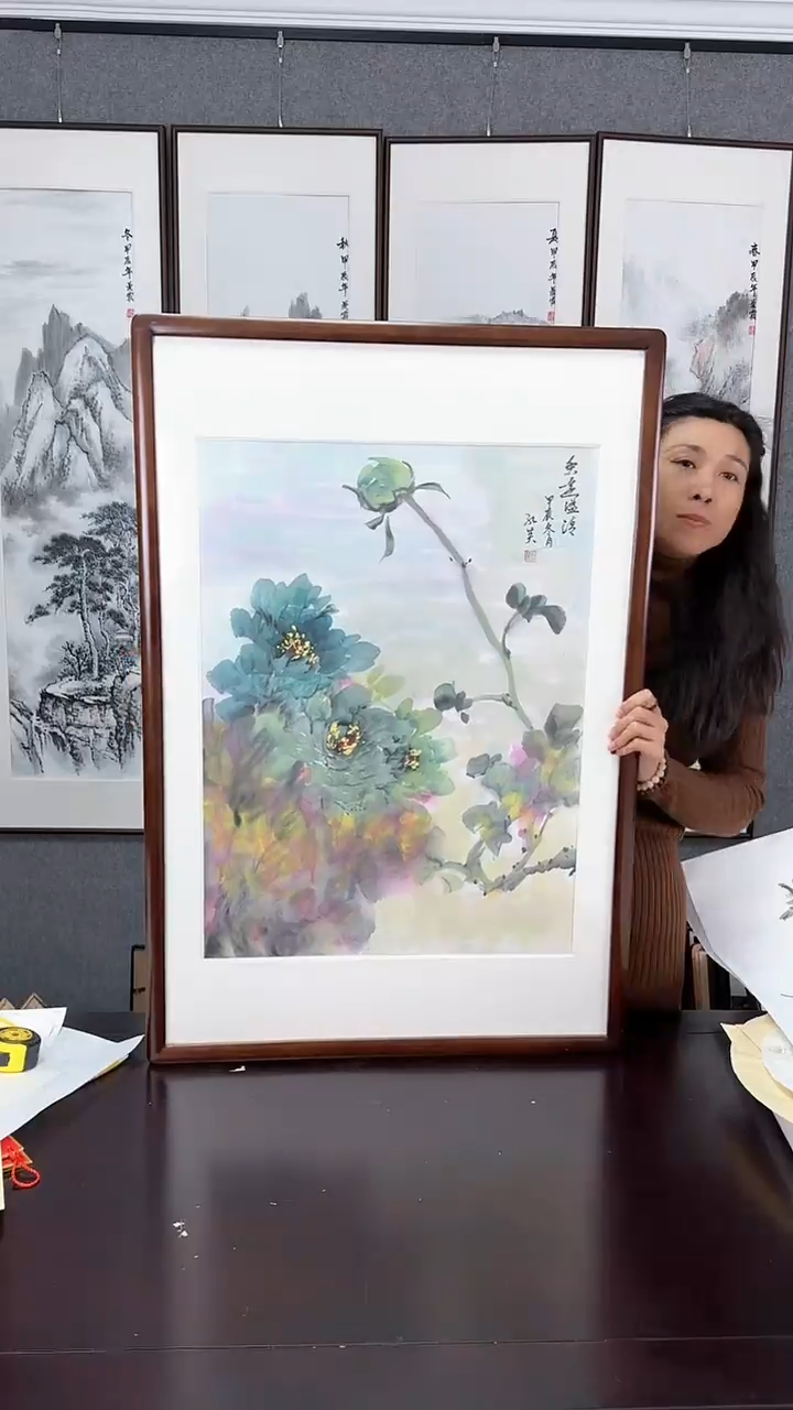 【闪购商品】国画实木装裱60*90 牡丹