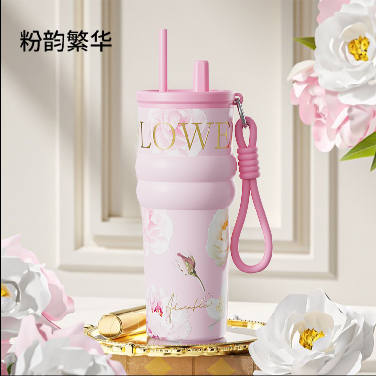茶玛朵2025新款繁花极光保温杯陶瓷覆层高颜值大容量水杯