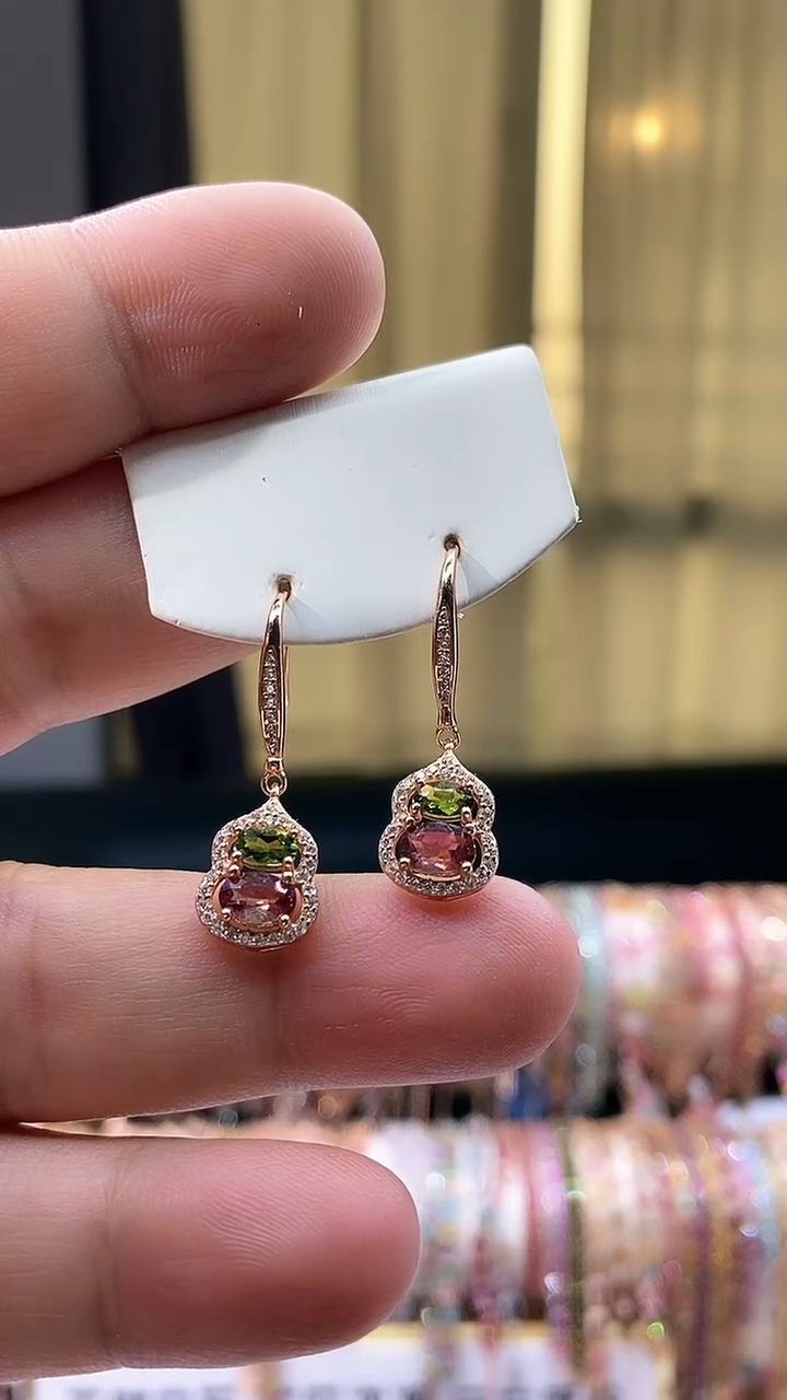 【闪购商品】碧玺耳钩银S925镶嵌159665116165