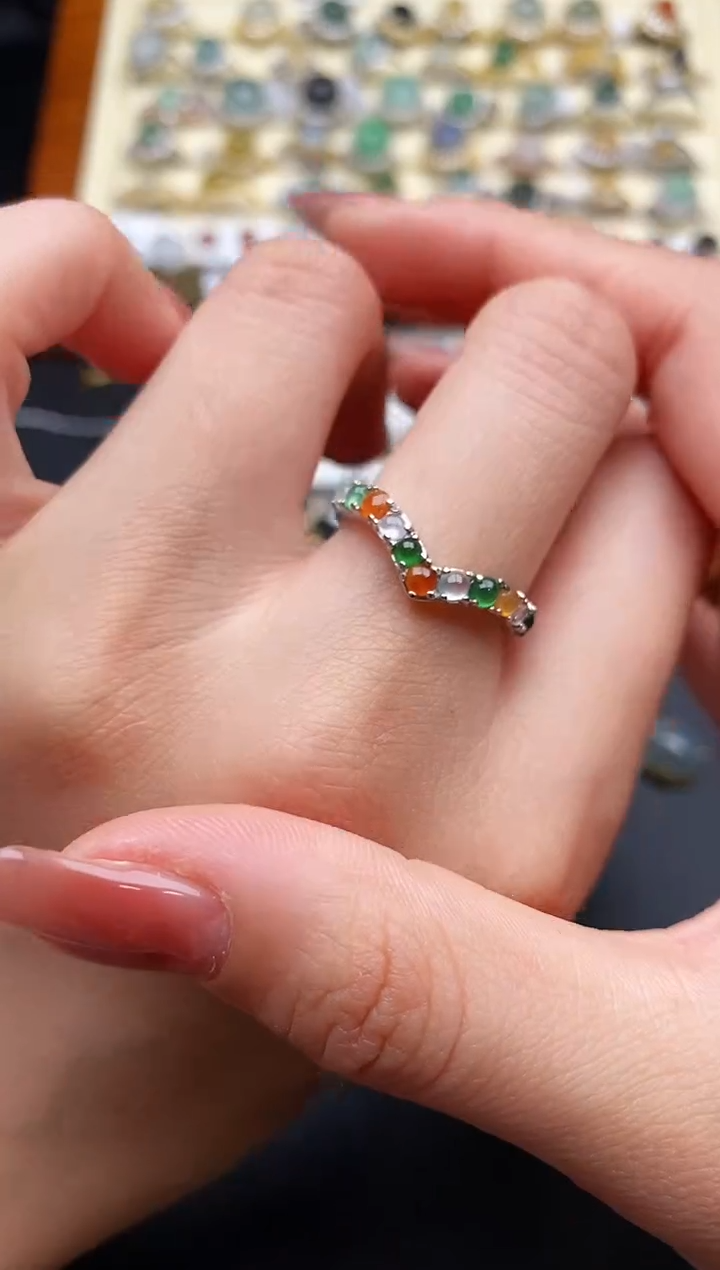 翡翠银S925镶嵌戒指6666666+2