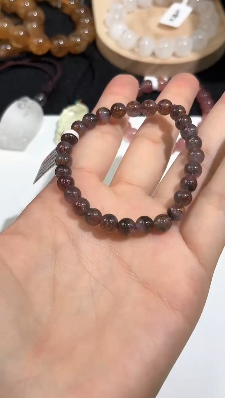 未镶嵌手链水晶4号墨羽极光水晶单圈6+mm