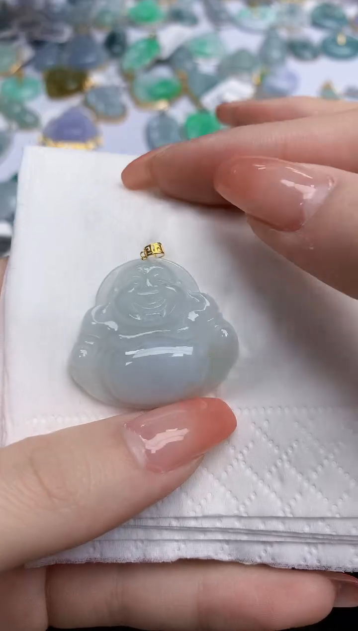 【闪购商品】翡翠颈饰18K金镶嵌天然缅甸翡翠A货