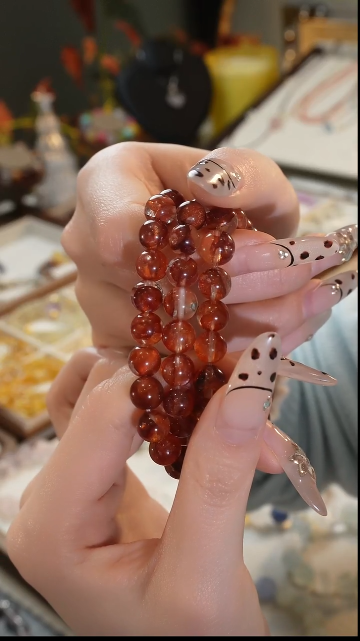 无无深红色三圈手串