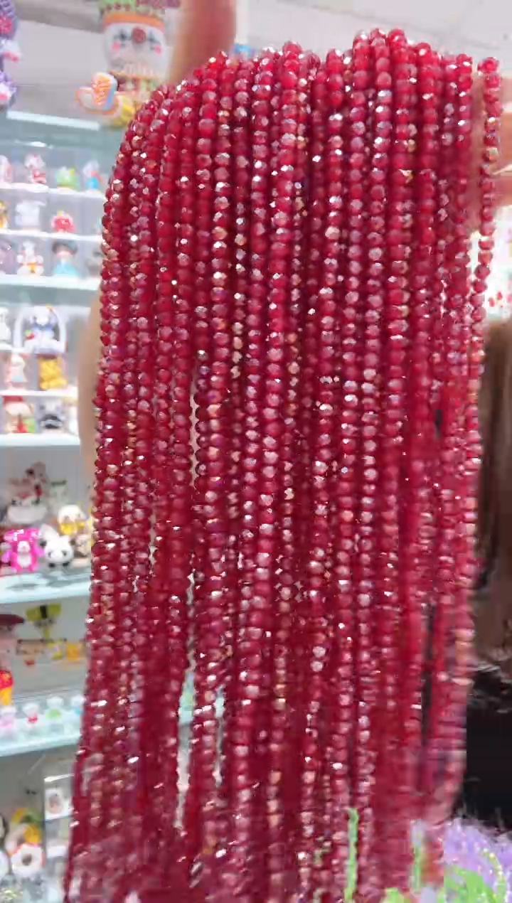 玻璃06115卡4水晶扁10条AB彩红玉