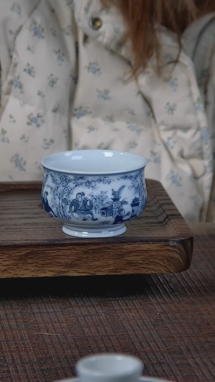 【闪购商品】折葵非器手工手绘竹林七贤小炉式杯留白