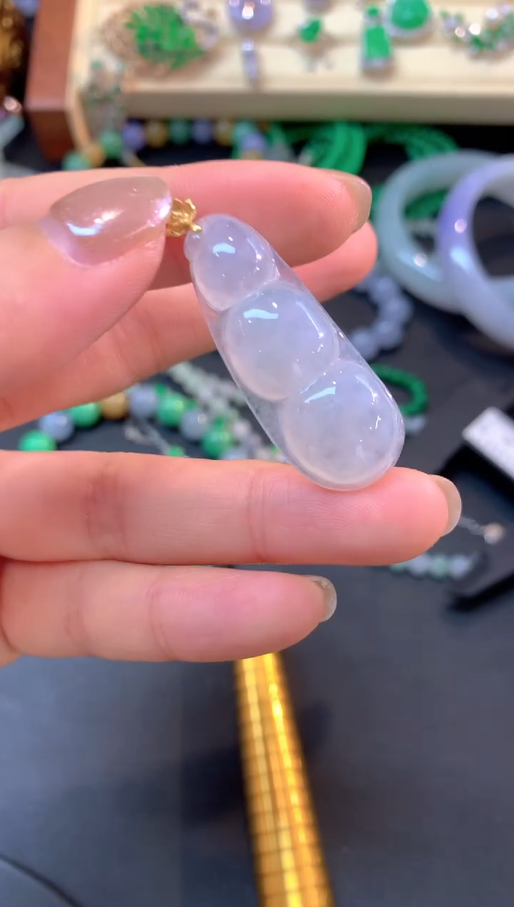 吊坠(不含链)18K金镶嵌翡翠吊坠|300+25