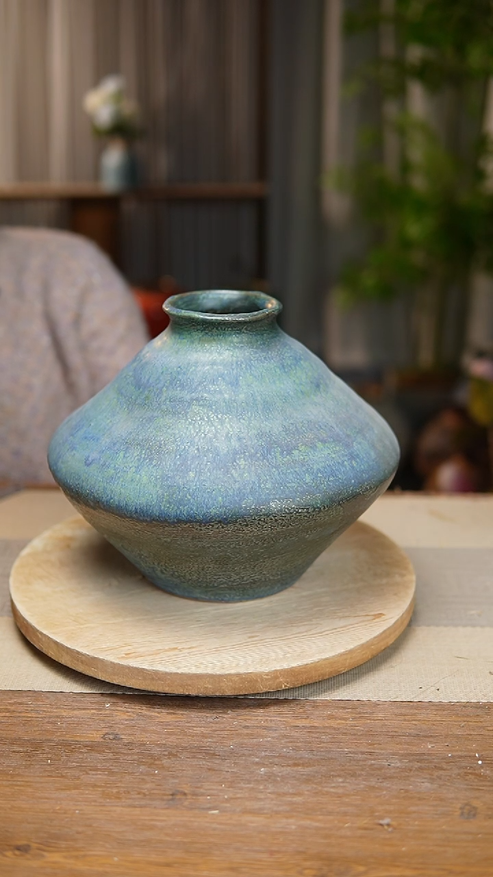 【闪购商品】陶瓷 花器蓝绿飞碟