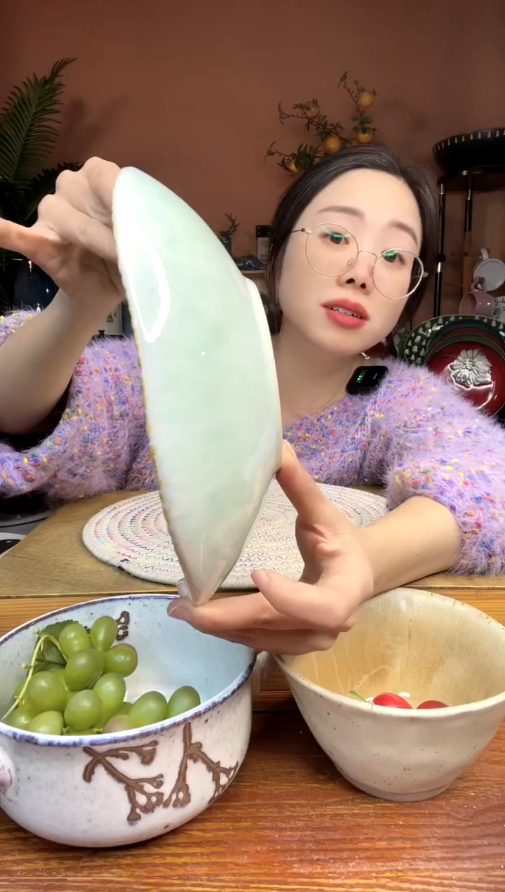 陶瓷8英寸绿色深盘  2件 微瑕