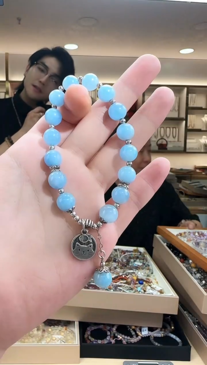 【闪购商品】海蓝宝石手链银S925镶嵌手串库存有限 售完即止