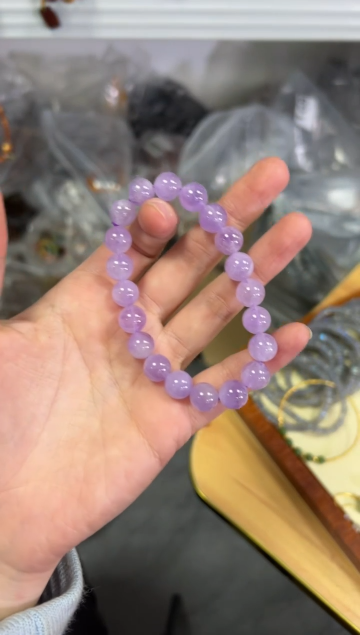 【闪购商品】水晶手链未镶嵌薰衣草紫水晶圆珠手链[3991]