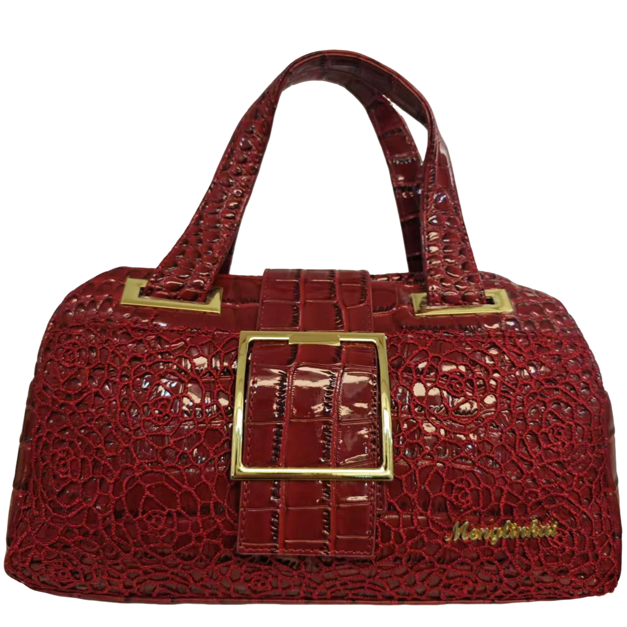 {晓婷专属}鳄鱼纹双根防水轻奢风蕾丝手提包压花单肩手拿包