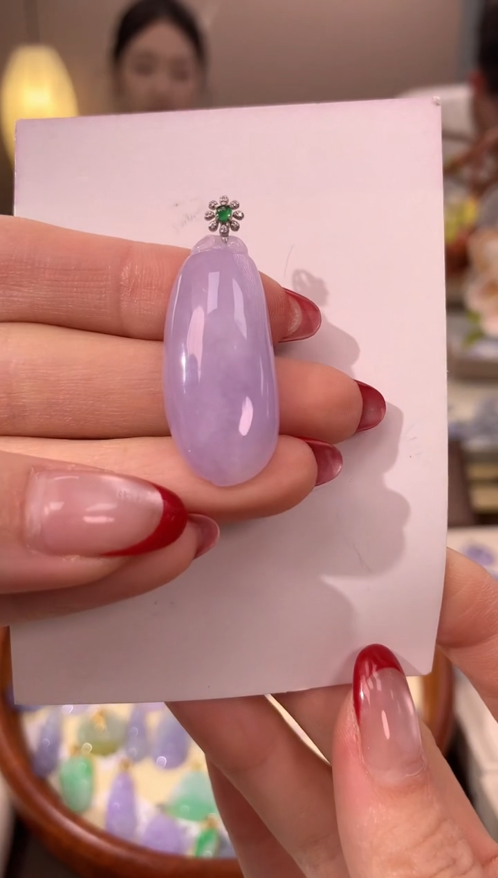 【闪购商品】翡翠颈饰18K金镶嵌天然缅甸a货翡翠