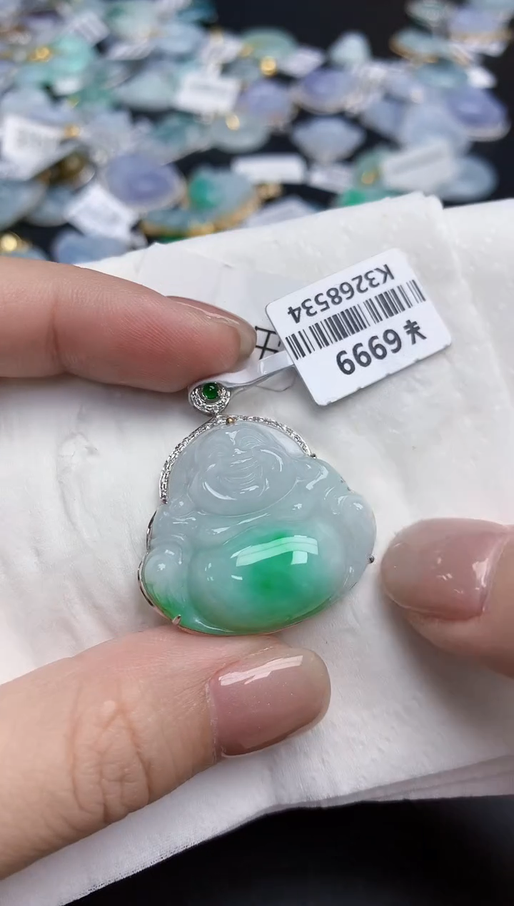【闪购商品】翡翠颈饰18K金镶嵌天然缅甸翡翠A货