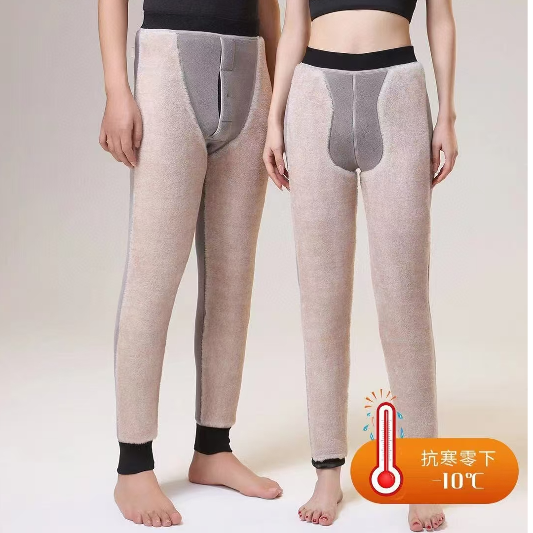 雅鹿自由自在冬季加厚加长羊毛护膝一体绒加绒加厚600克保暖裤70#