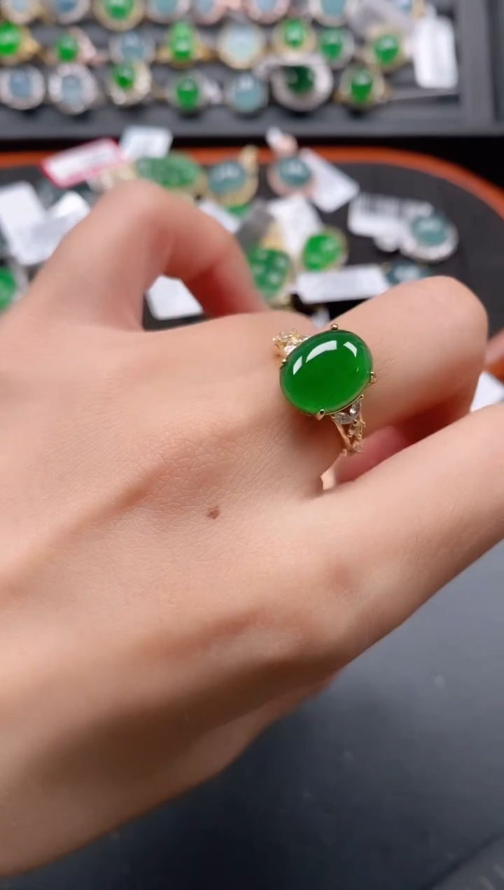 银S925镶嵌戒指翡翠111