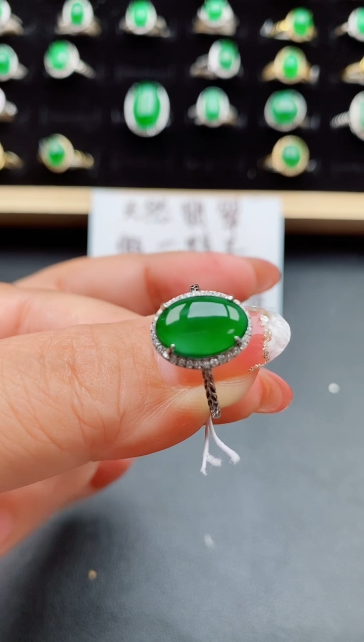 【闪购商品】翡翠戒指银S925镶嵌508080