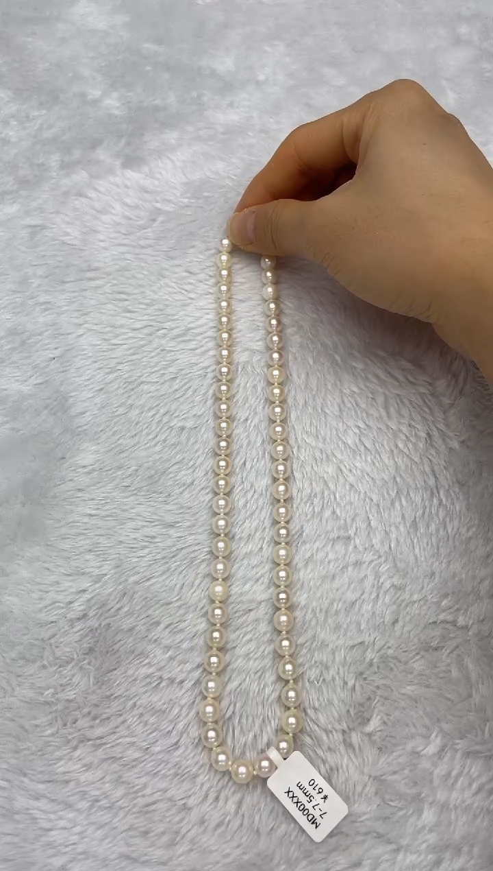 项链银S925镶嵌海水珍珠AK羽皇金7-7.5mm