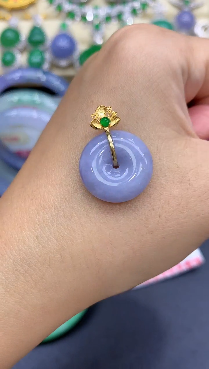 颈饰18K金镶嵌翡翠82-中国好珍宝