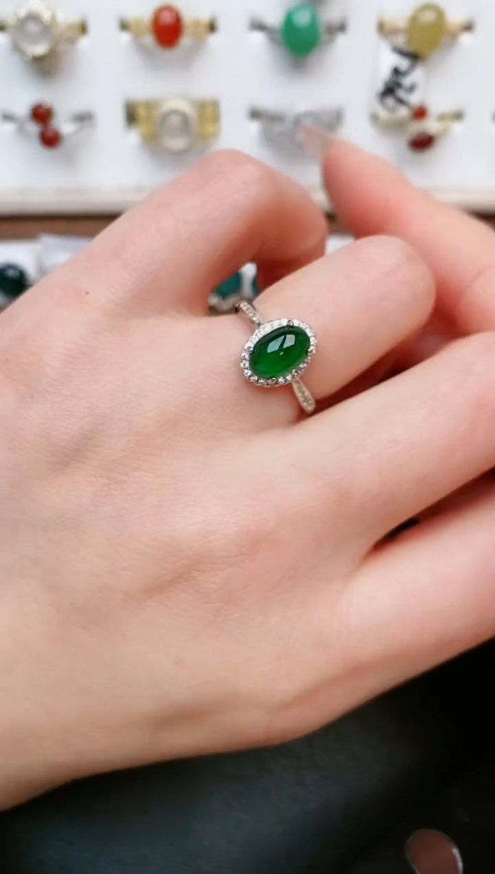 【闪购商品】翡翠戒指银S925镶嵌....