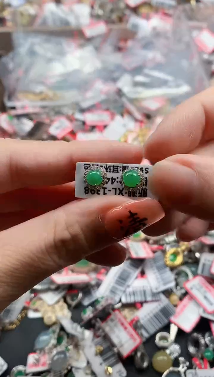 银S925镶嵌戒指翡翠天然A货缅甸翡翠