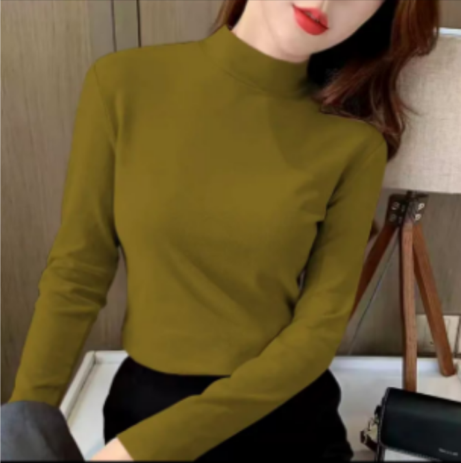 显瘦德绒打底衫女2025新款冬季内搭半高领保暖长袖t恤洋气上衣