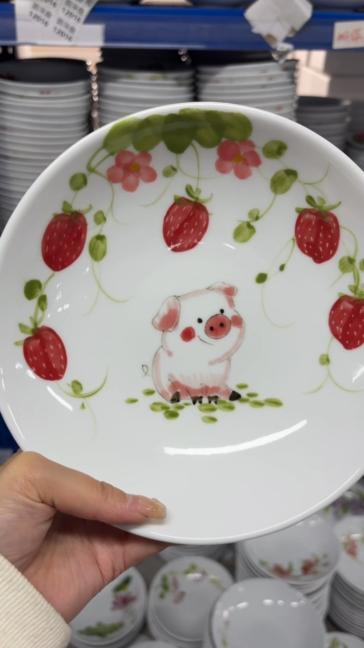 瓷片景德镇高温陶瓷食品级手绘釉中彩-圆深盘