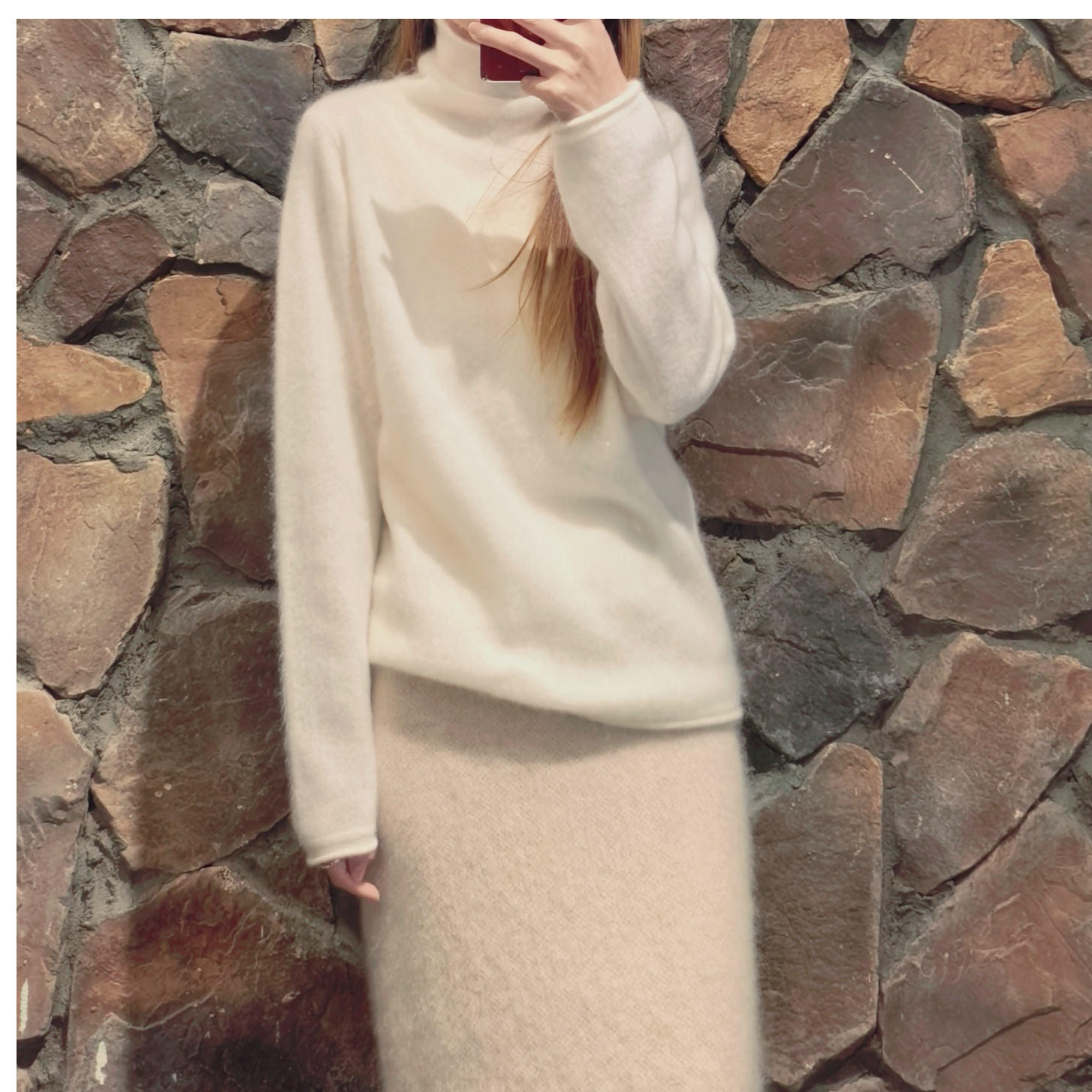 【顶嘉嘉羊绒】256675-100山羊绒拉绒堆堆领基础款纯色山羊绒打底