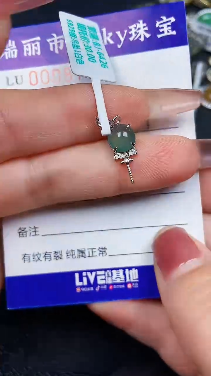 颈饰银S925镶嵌翡翠8778