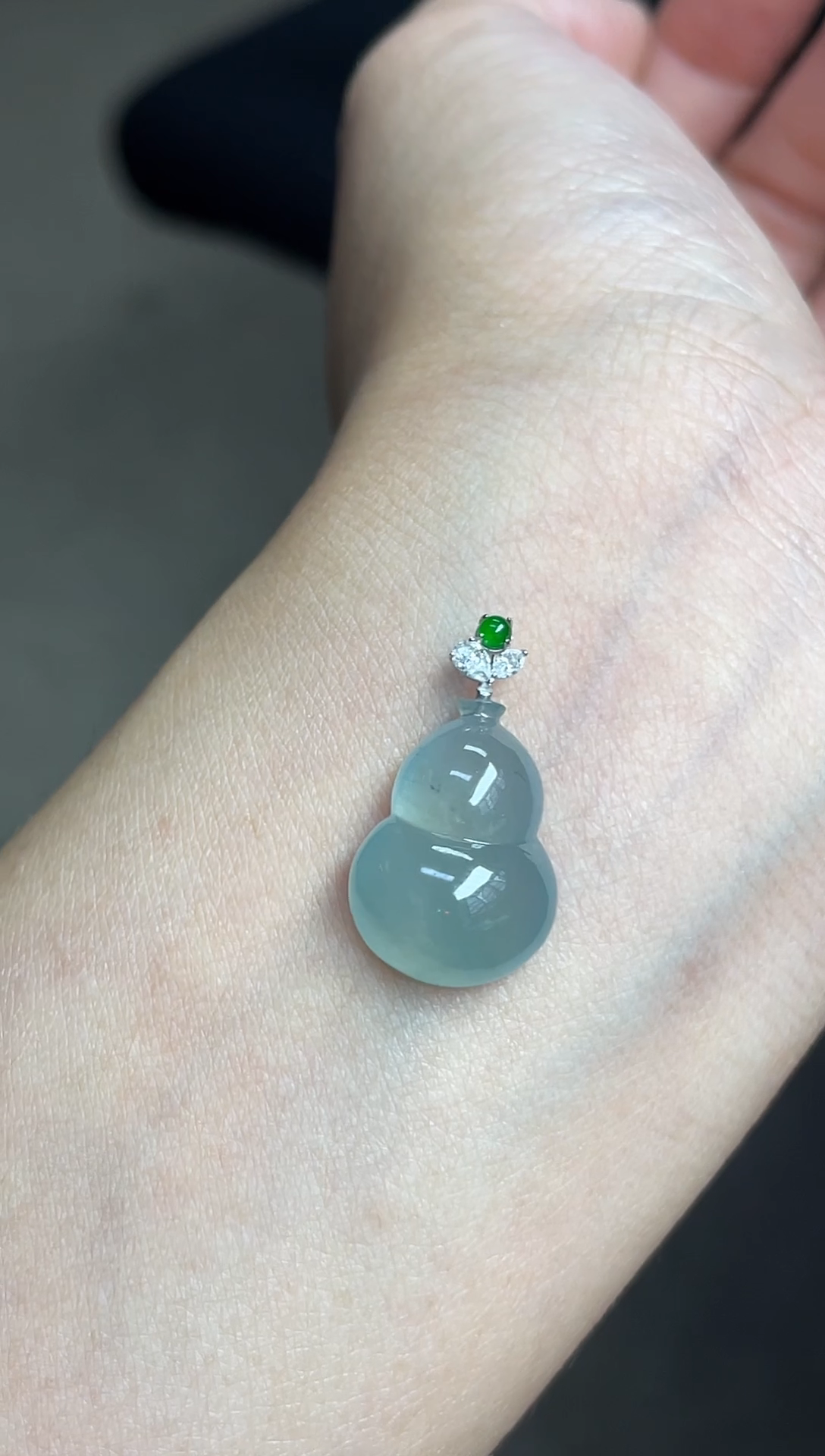 颈饰18K金镶嵌翡翠（2号链接）纯天然A货缅甸翡翠葫芦吊坠