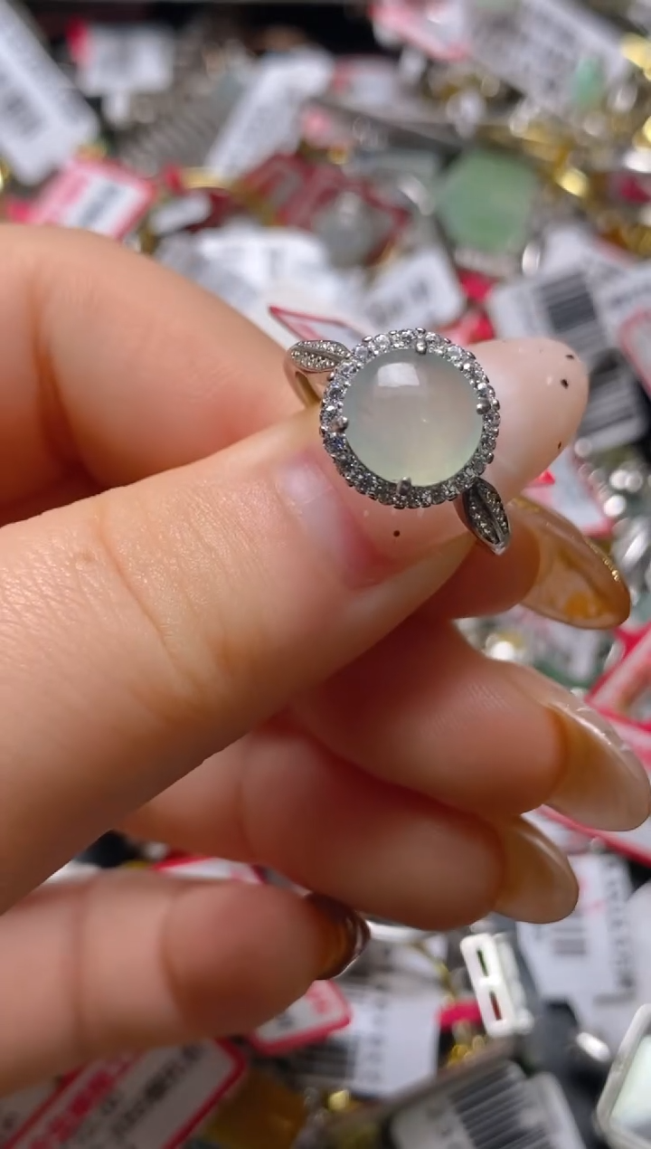 银S925镶嵌戒指翡翠百内无证书