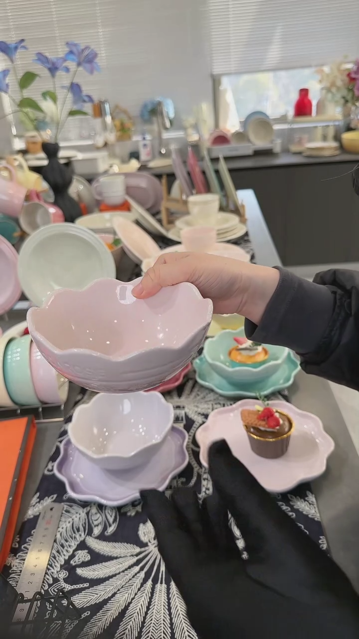 【闪购商品】瓷炻彩花边碗14cm-樱花粉