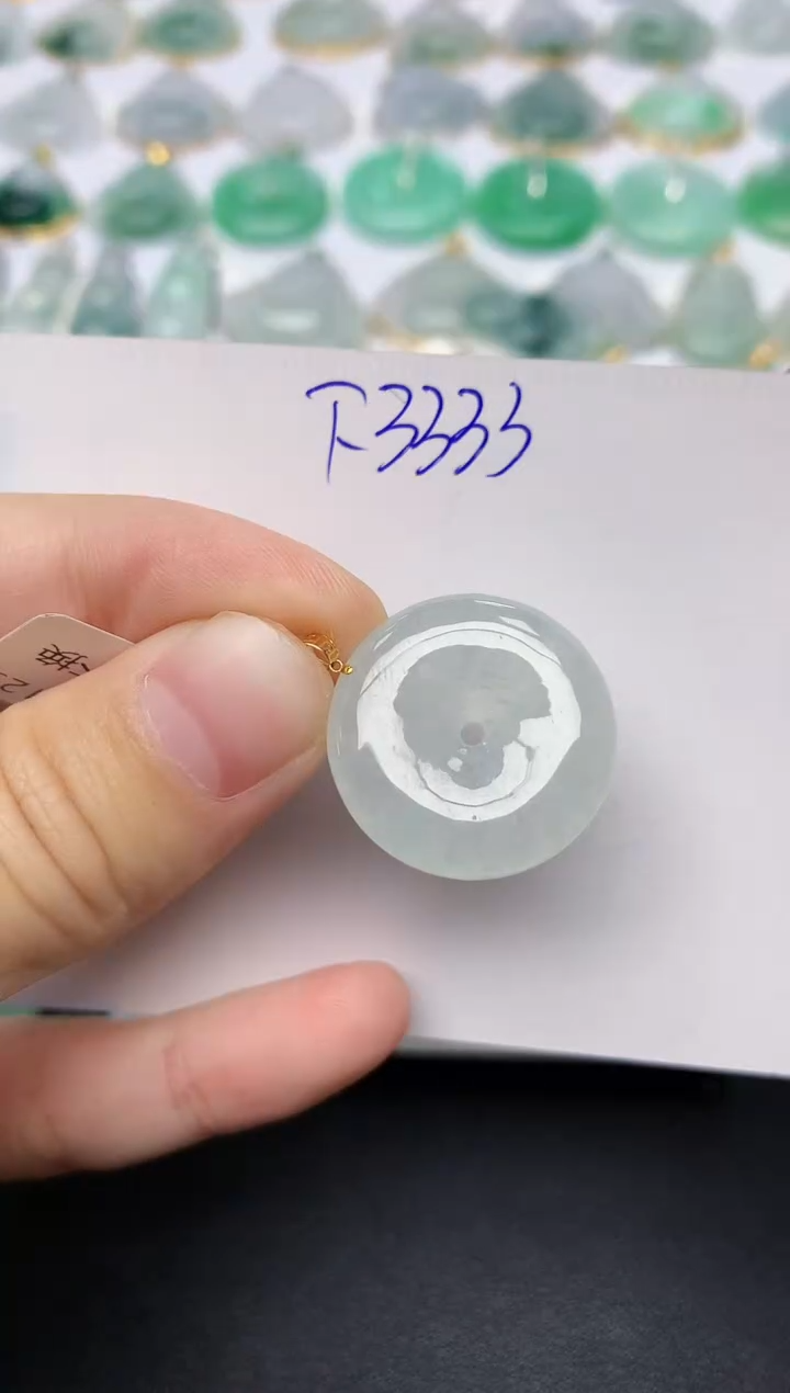 颈饰18K金镶嵌翡翠天然缅甸A货翡翠百元以上9元证书费自理