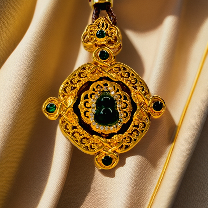 {抖音好物} 合金镂空转转葫芦吊坠复古国风镶嵌工艺链坠