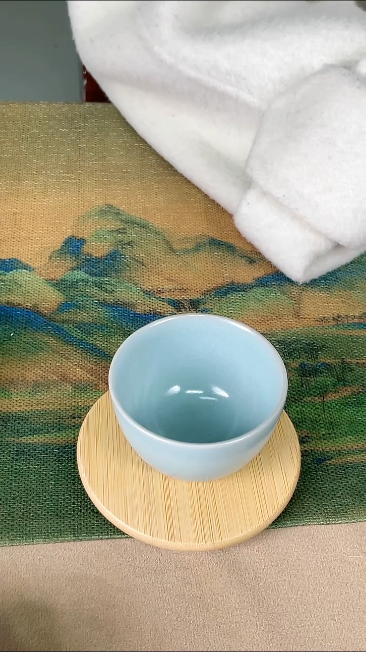 杯子瓷孙现锋 仿古天青釉 鸡缸杯