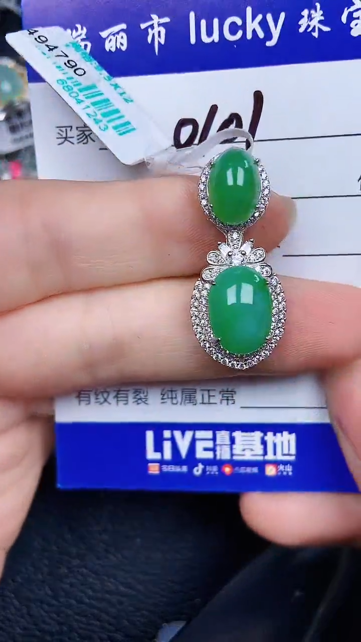 颈饰银S925镶嵌翡翠0101