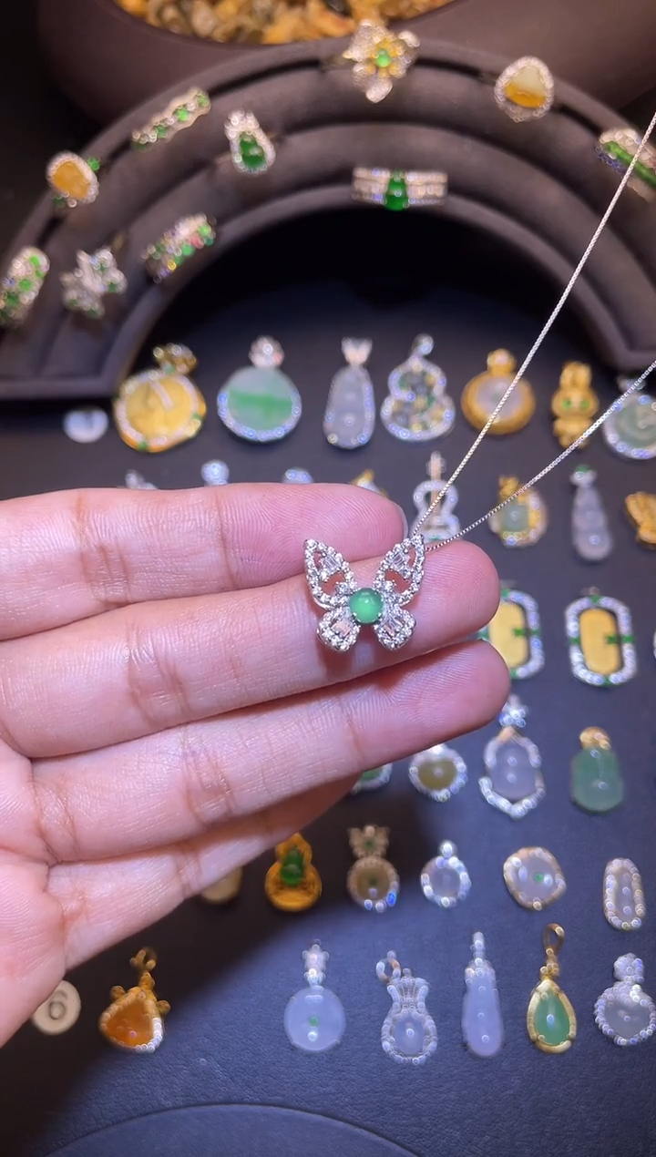 吊坠(不含链)银S925镶嵌翡翠1