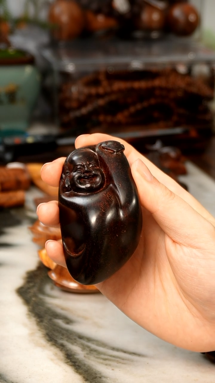 檀香紫檀（小叶紫檀）小弥勒手把件印度小叶紫檀