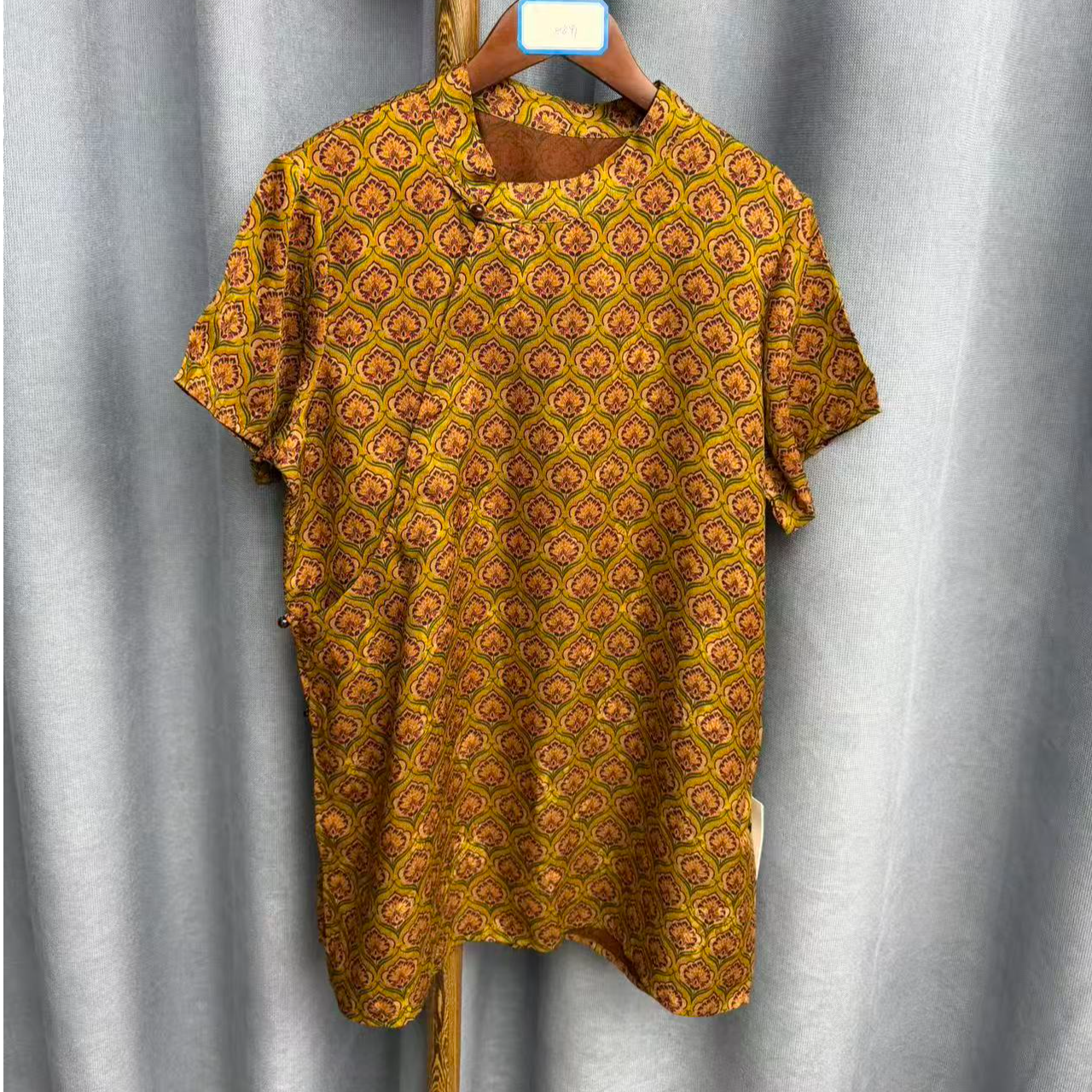 2025夏季新款时尚简约新中式桑蚕丝香云纱奥黛提花上衣女H841