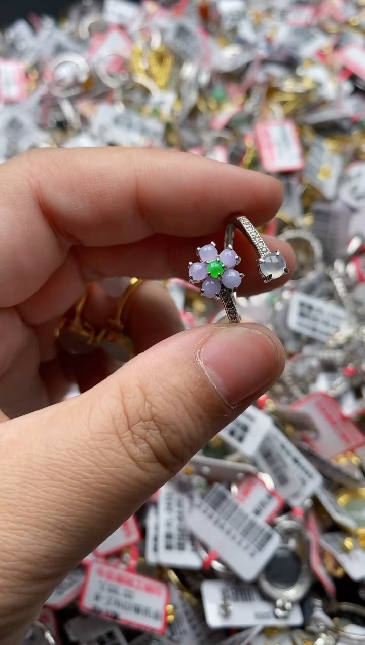 【闪购商品】翡翠戒指银S925镶嵌99999-2