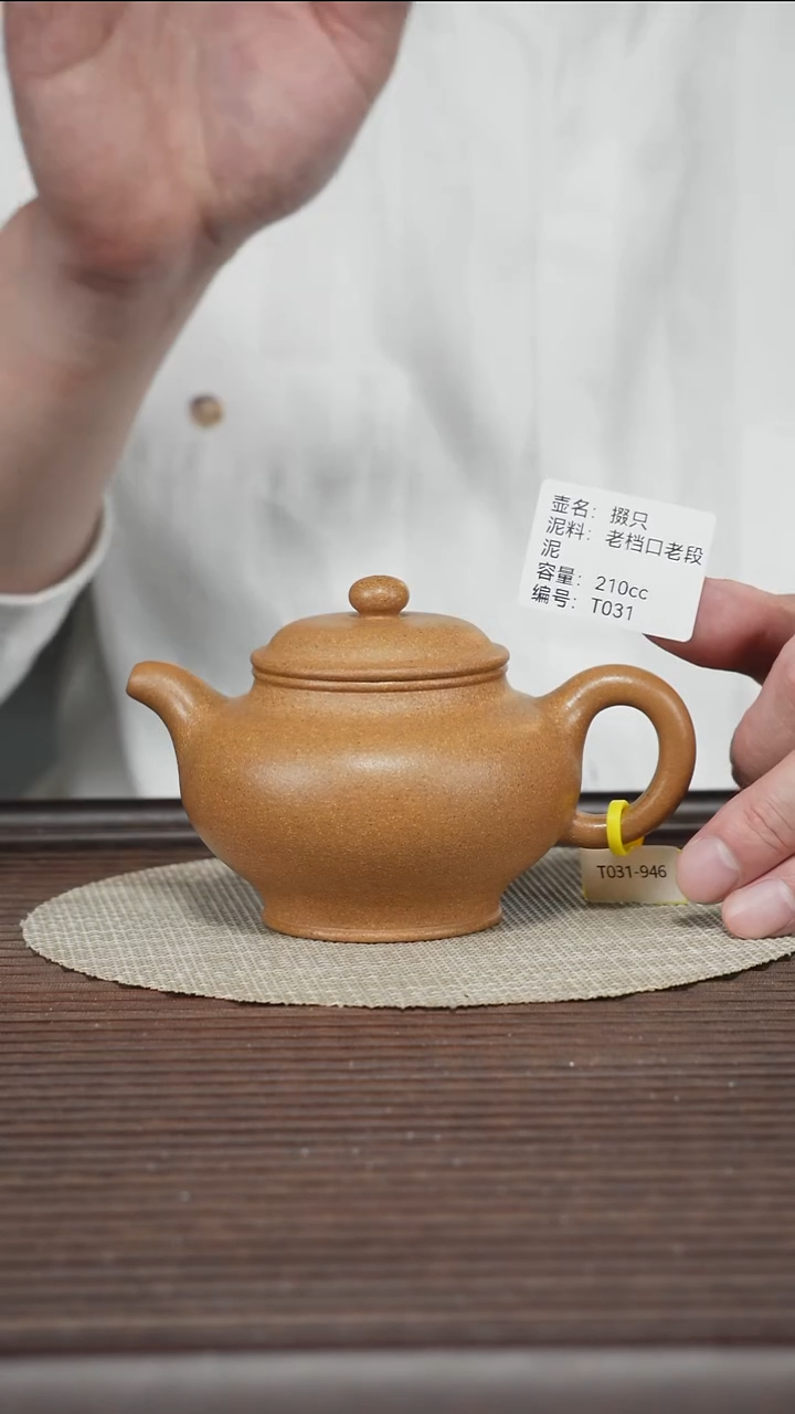 茶壶紫砂T031 老宕口老段泥 掇只 210cc