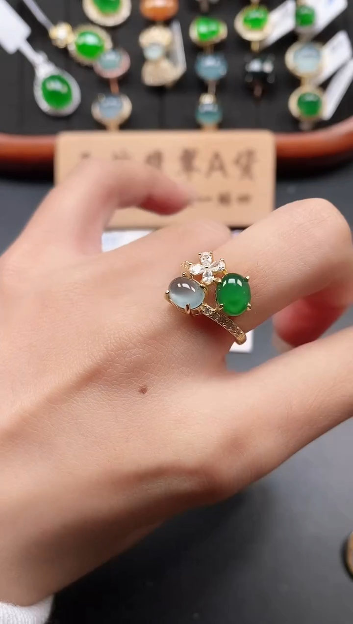 银S925镶嵌戒指翡翠111