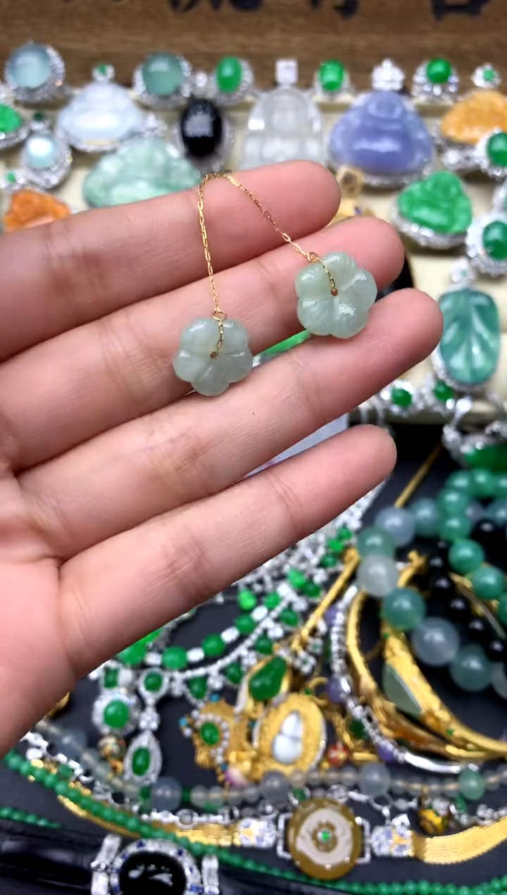 【闪购商品】翡翠耳饰18K金镶嵌58-中国好珍宝