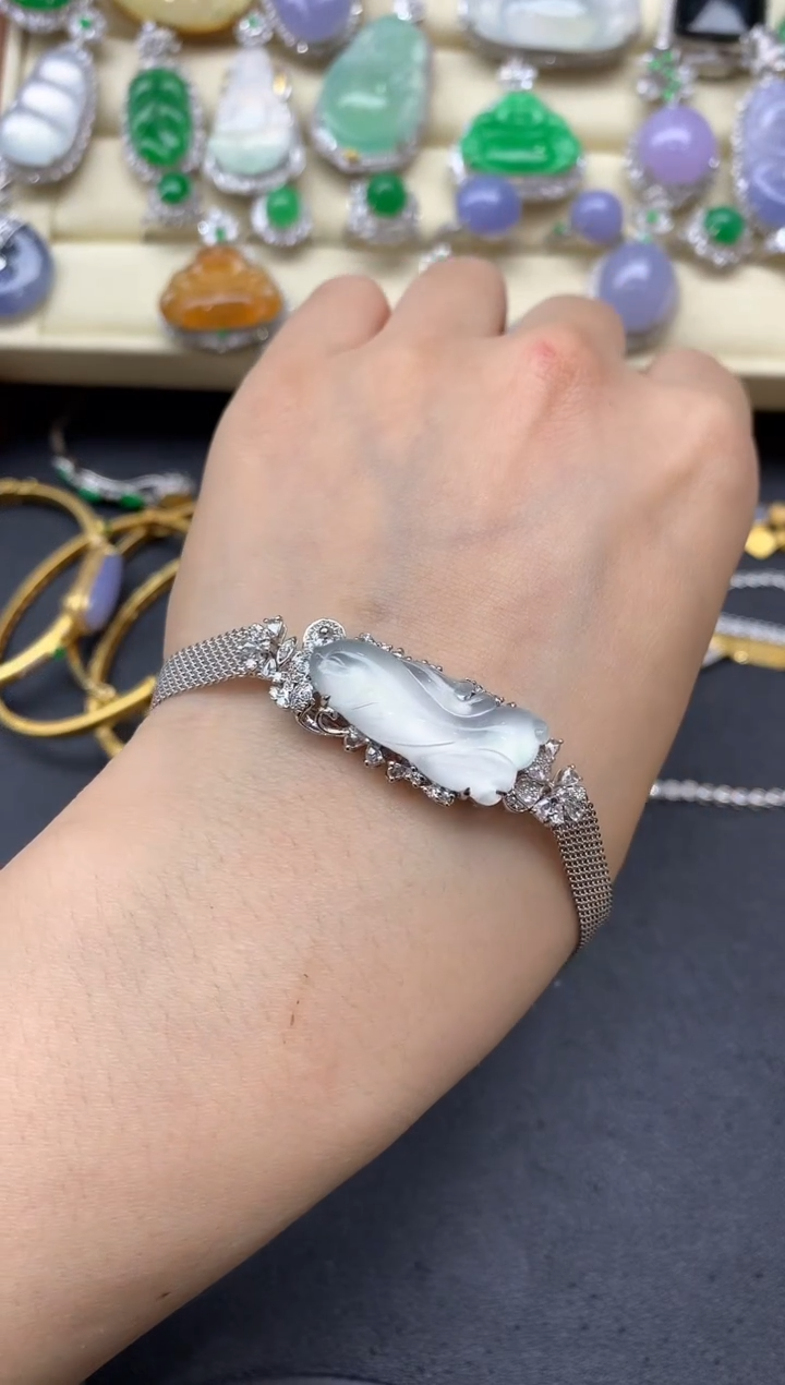 【闪购商品】翡翠手串18K金镶嵌492-中国好珍宝