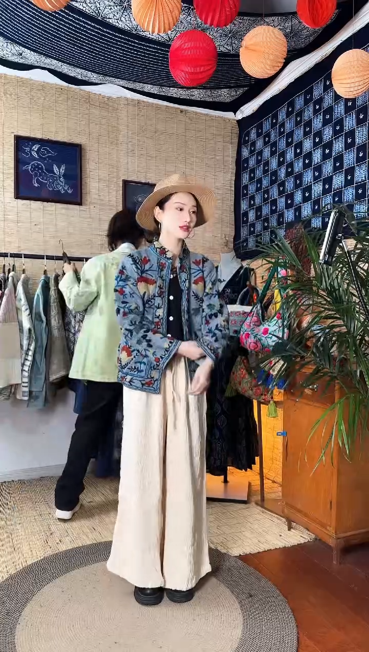 【闪购商品】设计师款刺绣麻外套