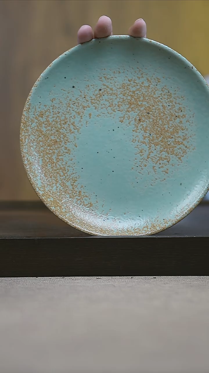 摆件景德镇8英寸汝窑翡翠绿月光盘